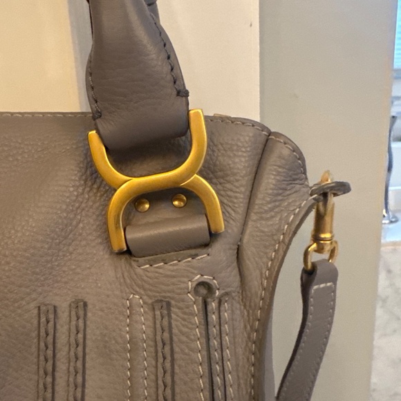 Chloe Medium Marcie Leather Satchel Handbag - Cashmere Grey - Picture 3 of 11